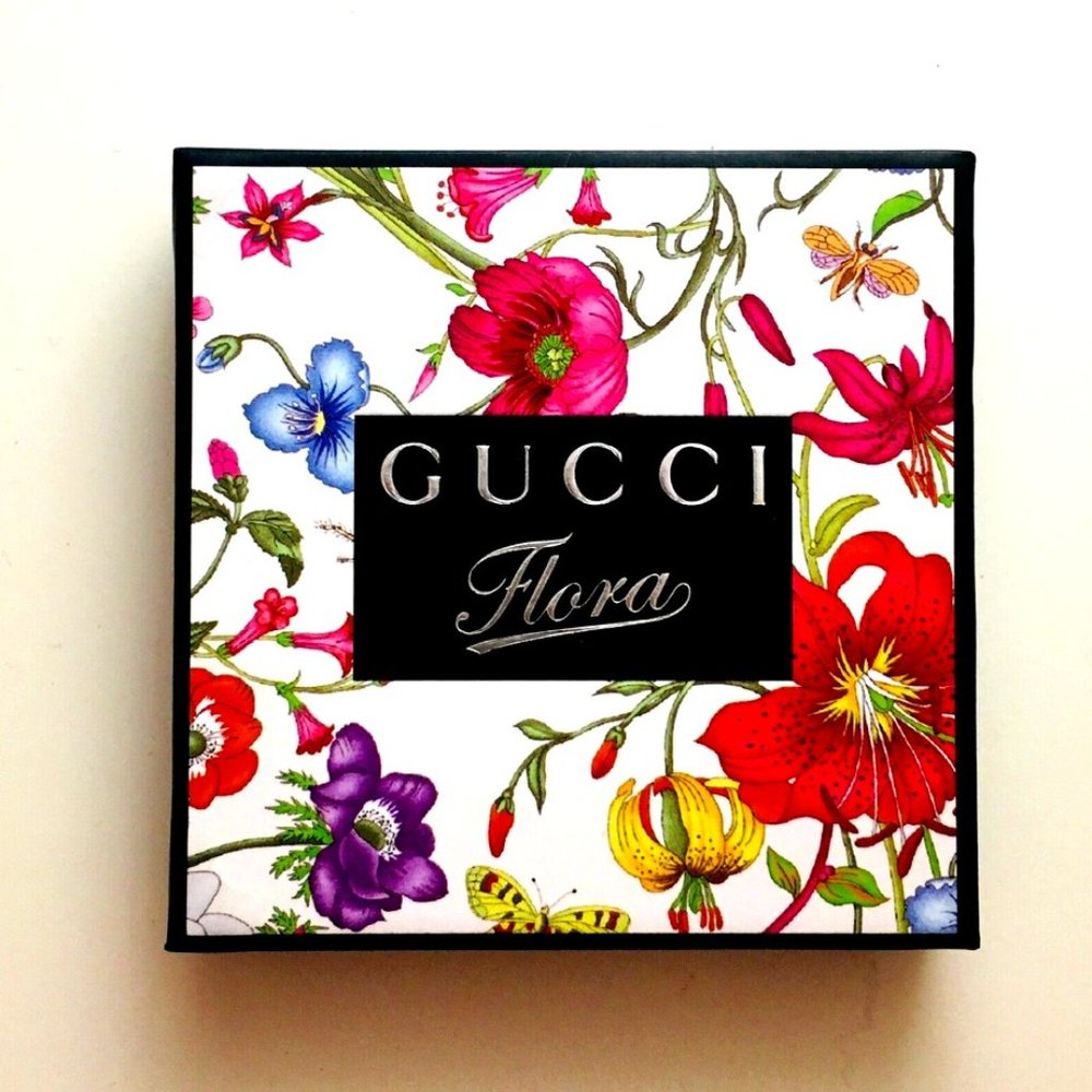 NEW Rare Authentic GUCCI Flora Silver Compact Makeup Mirror wh Pouch +Box SEALED